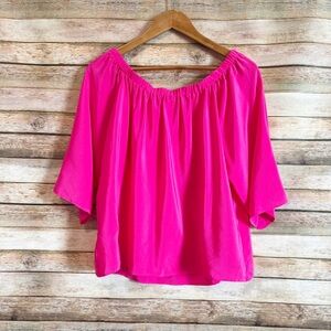 Amanda Uprichard Hot Pink Nirvana Off the Shoulder 100% Silk Top Size Medium